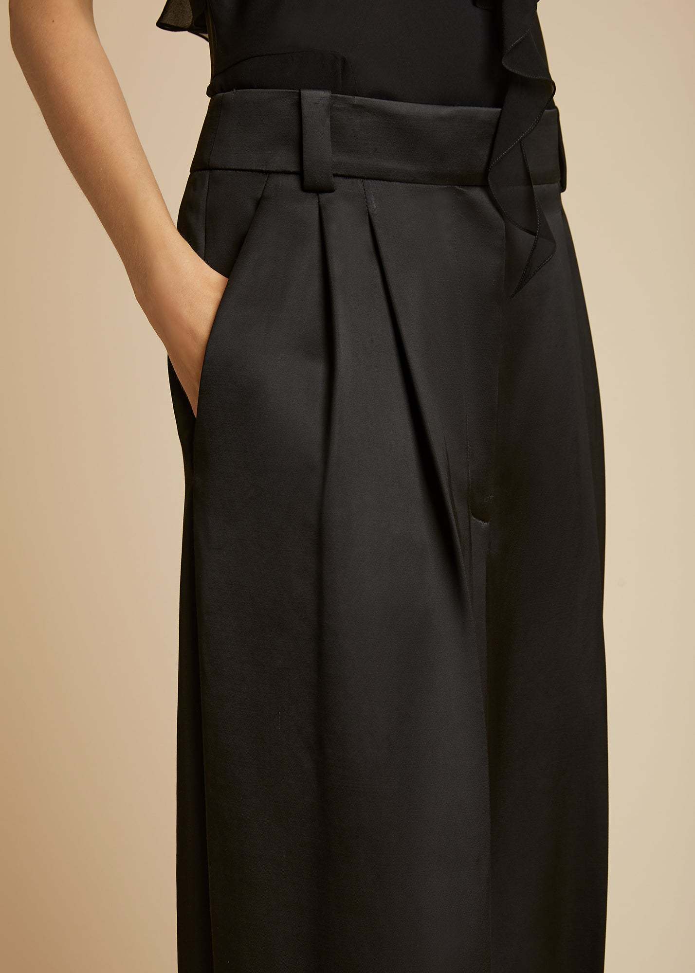 Khaite Simone Satin Trousers In Black