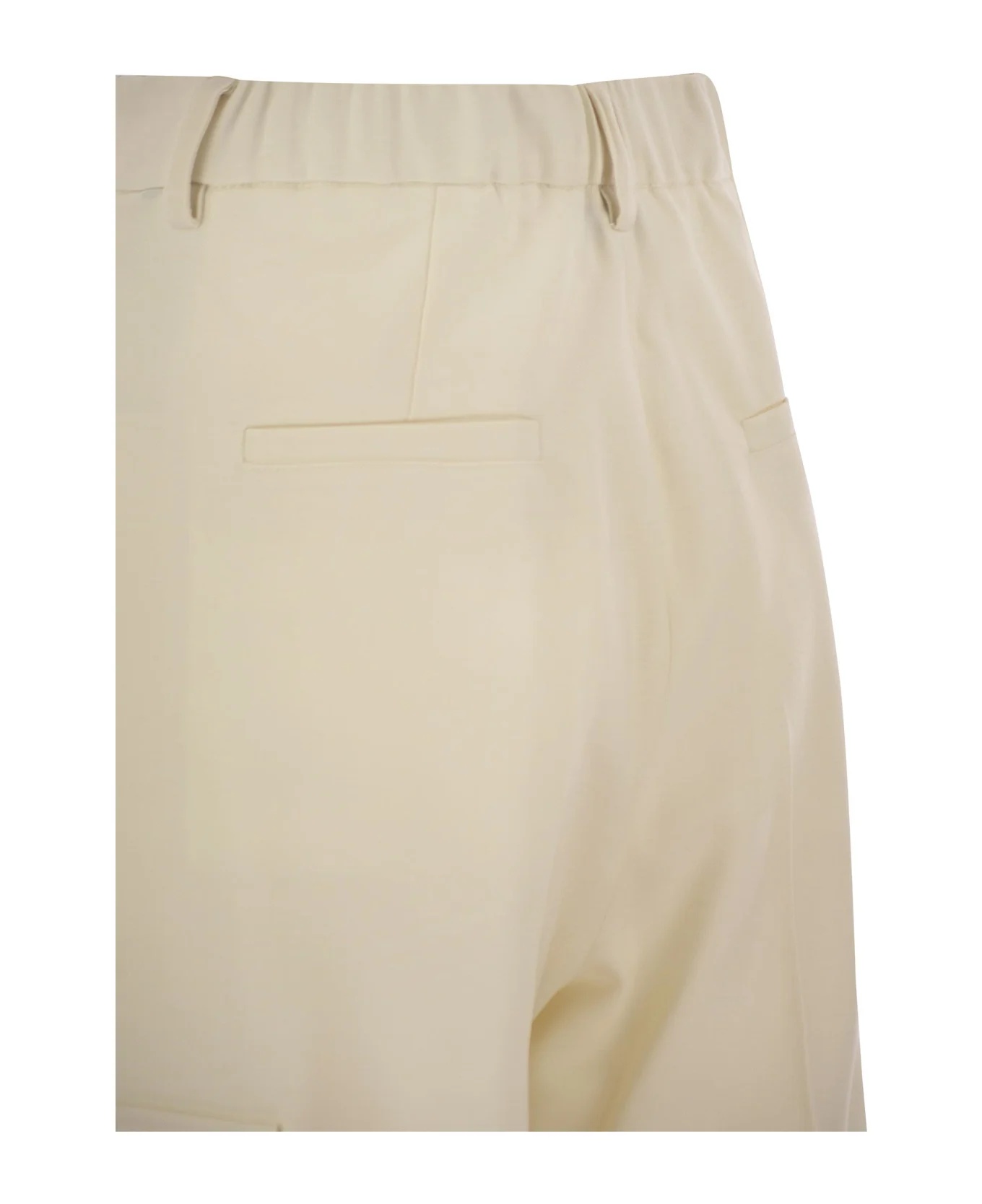 Herno Women Cargo Trousers In Wool And Viscose Blend In Neutral