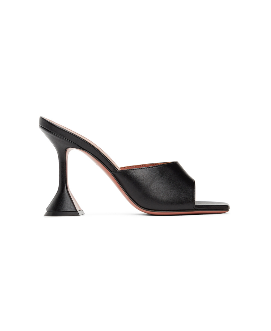 Shop Amina Muaddi Black Logo High-heeled Sandals