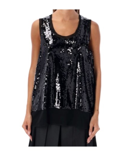 Comme Des Garçons Sequin Tank Top In Black