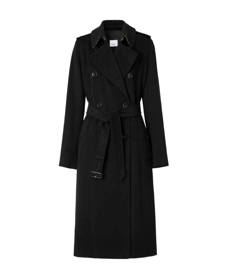 Burberry Cashmere Kensington Trench Coat In Black