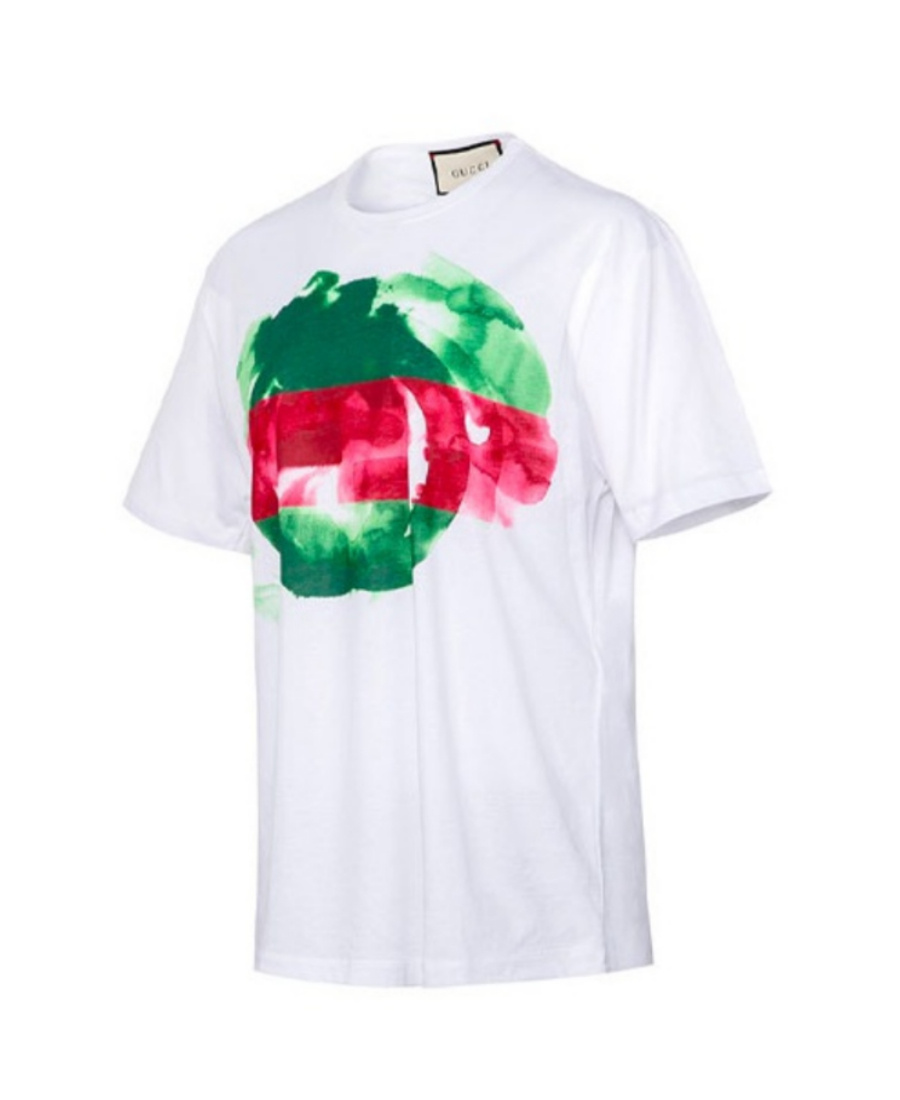 Gucci Print With Round Neck And Short Sleeves Unisex White In White