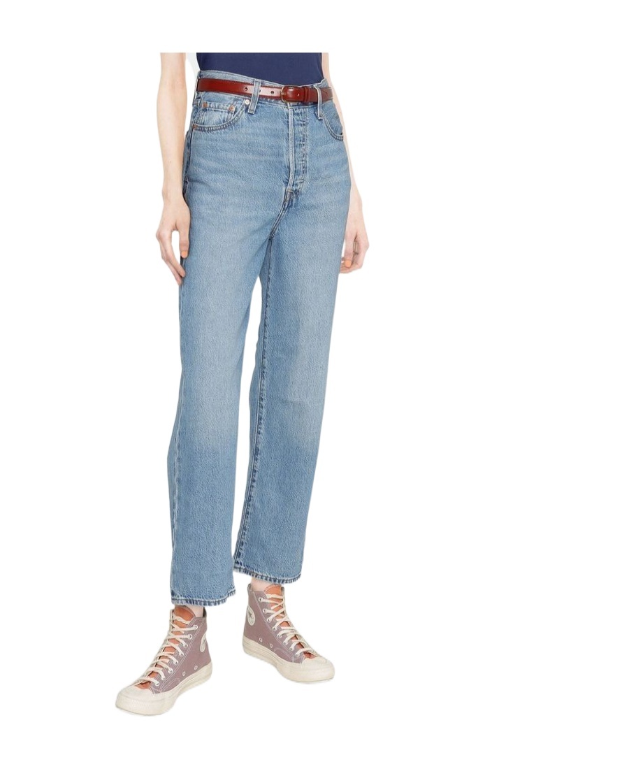 Levi's Levis Womens Multiple Dimensions 501 Straight-leg Mid-rise Jeans In Blue