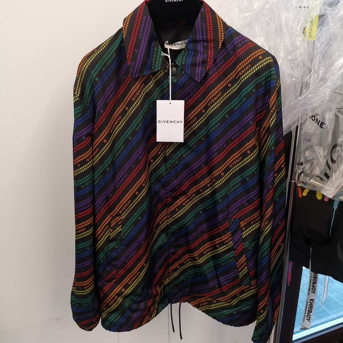 Givenchy Chain-print Buttoned Jacket In Black