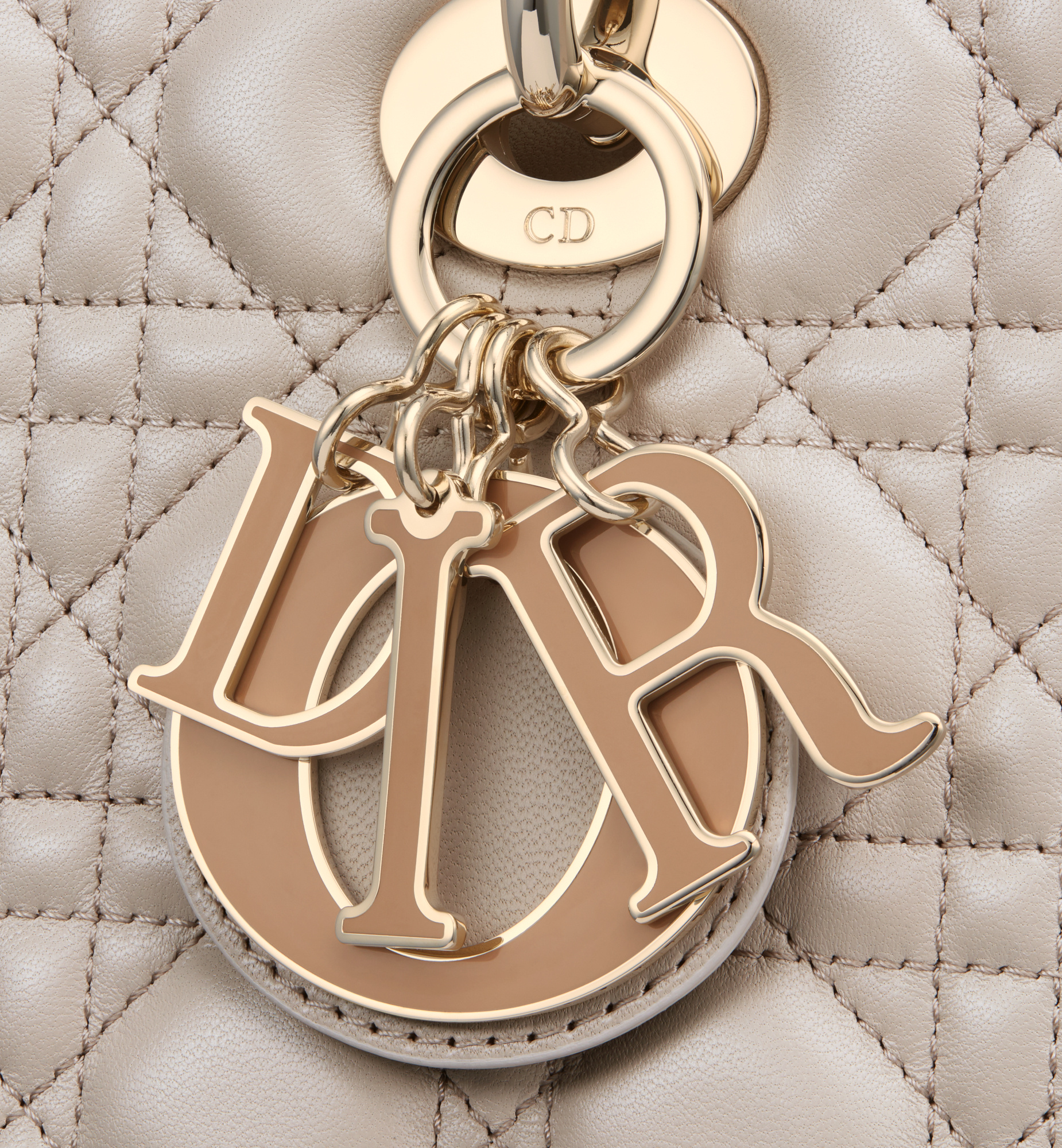 Dior Medium Lady Handbag In Biscuit Color/beige Brown