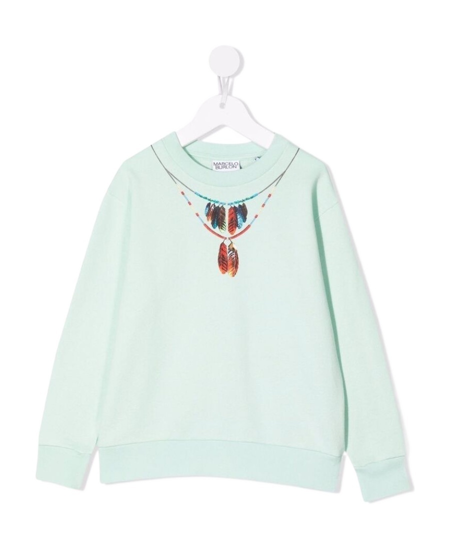MARCELO BURLON COUNTY OF MILAN FEATHER NECKLACE-PRINT SWEATSHIRT