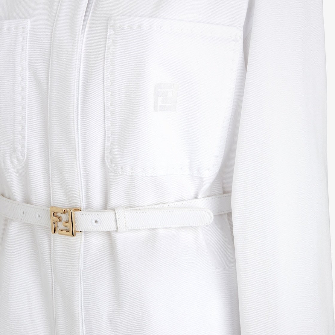 Fendi Belted Collared Jacket In White
