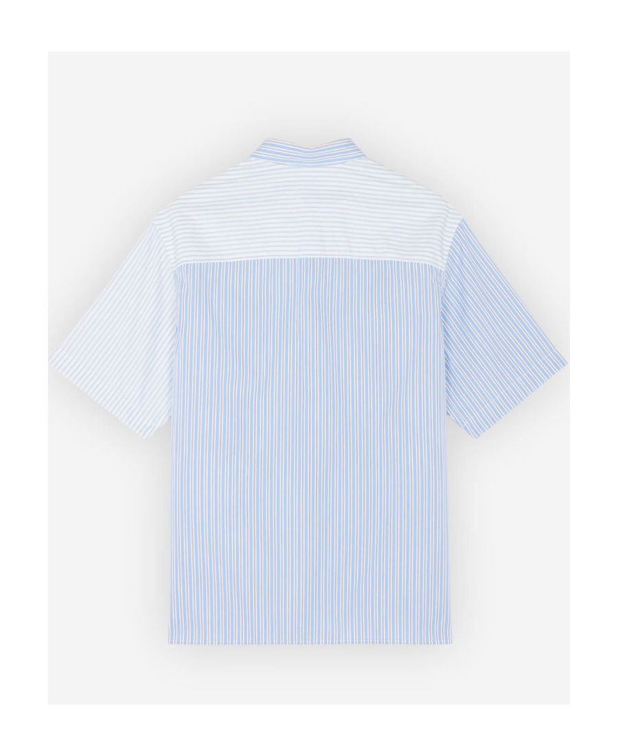 Maison Kitsuné Colour-block Striped Shirt In White