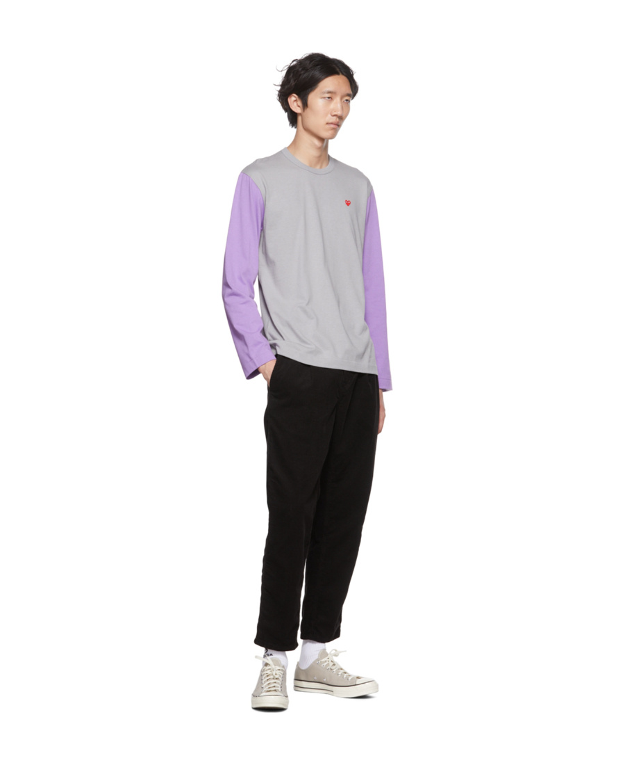 Comme Des Garçons Play Logo-embroidered Colour-block T-shirt In Multicolor