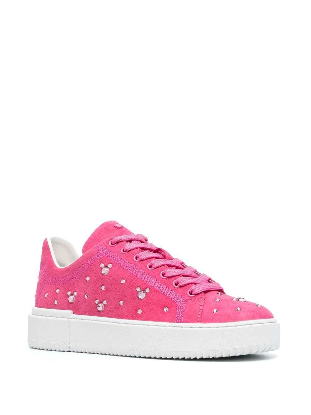 Stuart Weitzman Crystal-embellished Suede Sneakers In White