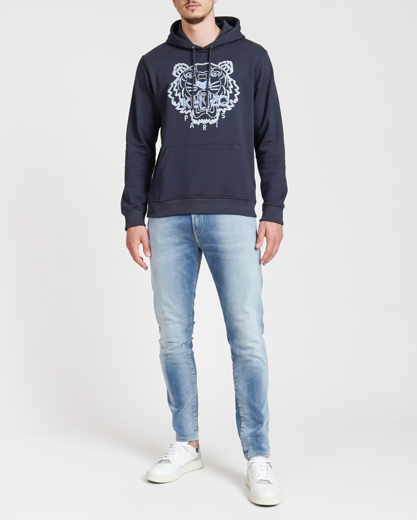 Kenzo Tiger Head-motif Cotton Hoodie In Black