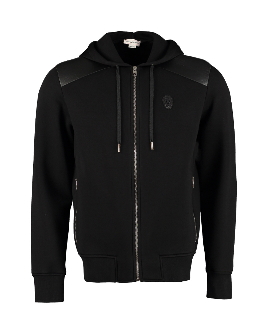 Alexander Mcqueen Hooded Zipper Casual Jacket In Black
