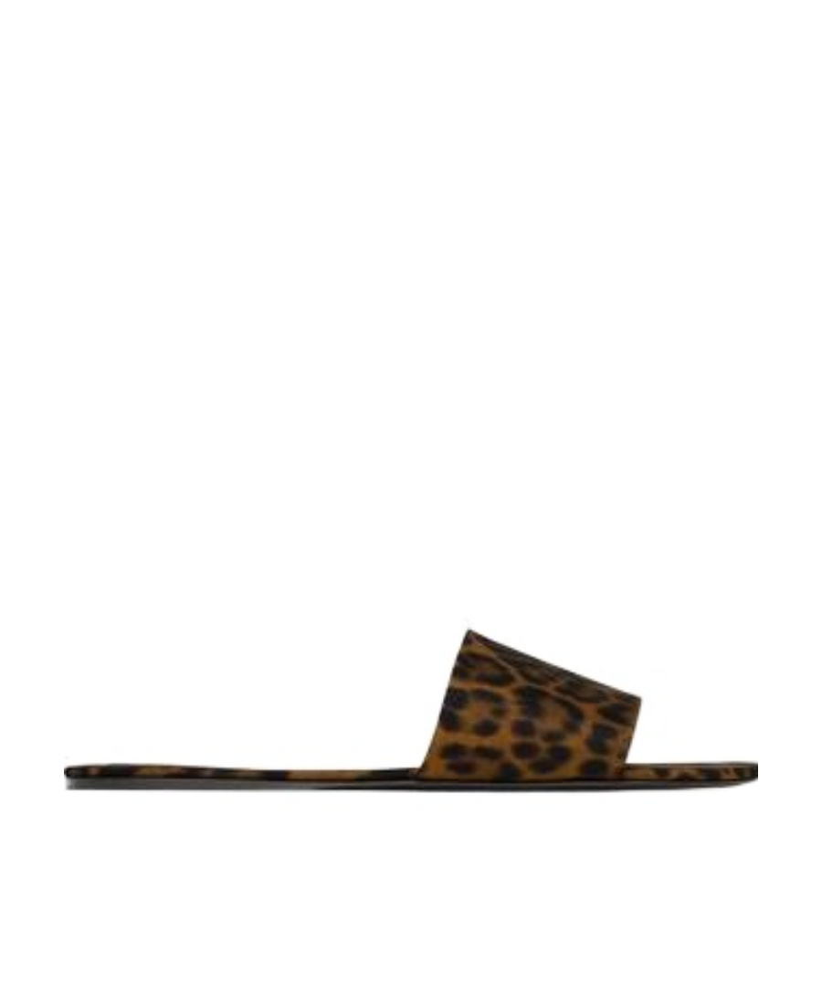 Saint Laurent Carlyle Leopard-print Grosgrain Sandals In Black