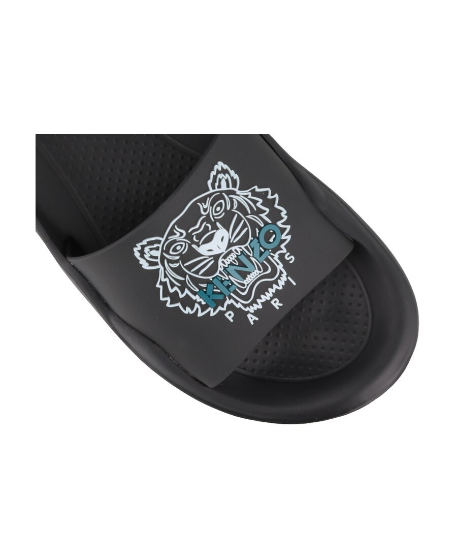 Kenzo Tiger Pool Mules In Black