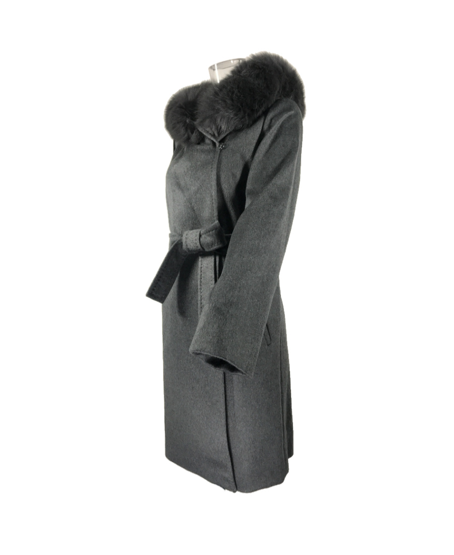 Max Mara Long-sleeved Hooded Coat In Black