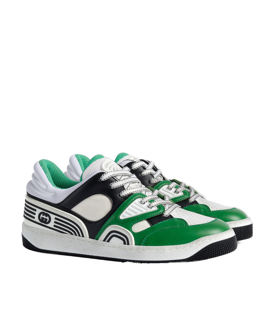 Gucci Basket Panelled Sneakers In White