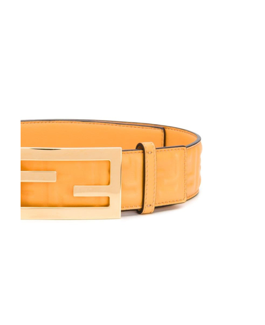 Fendi Baguette Embossed Logo Belt In Orange