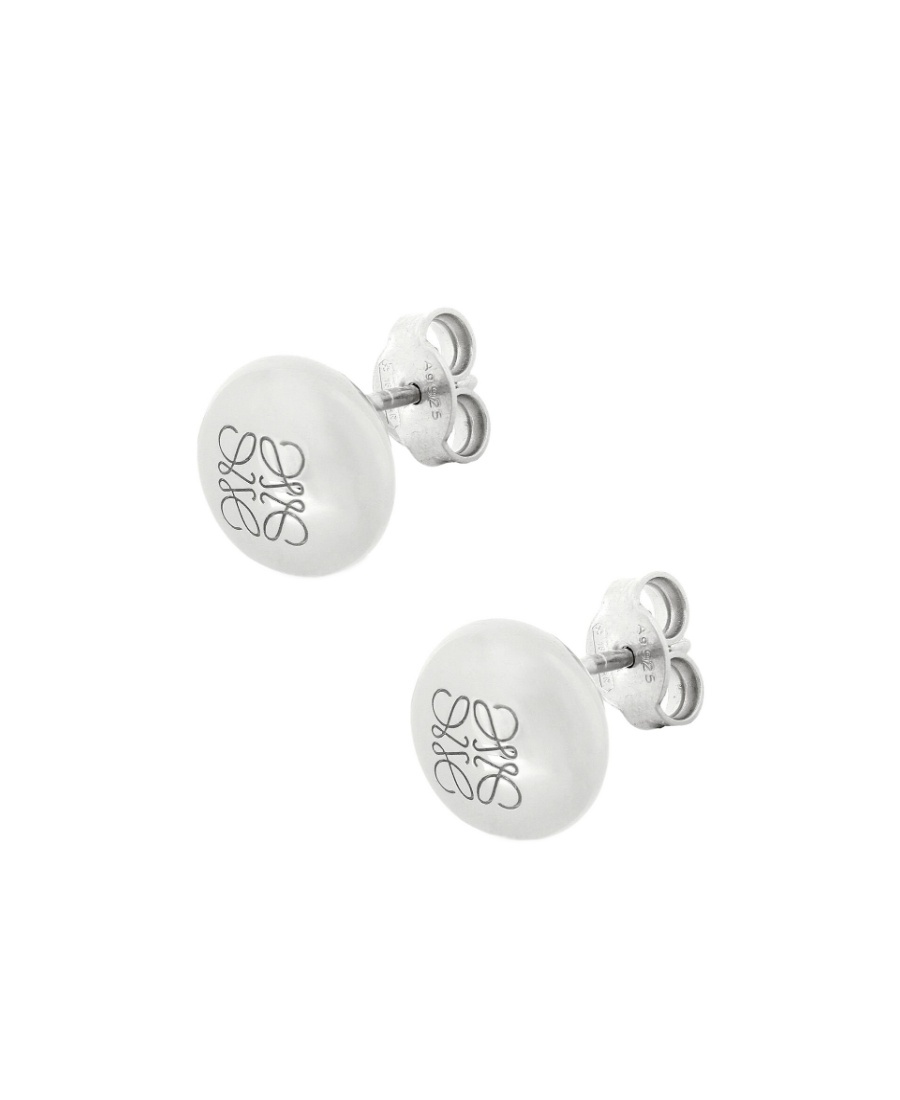Loewe Anagram Pebble Engraved Earrings In Gray