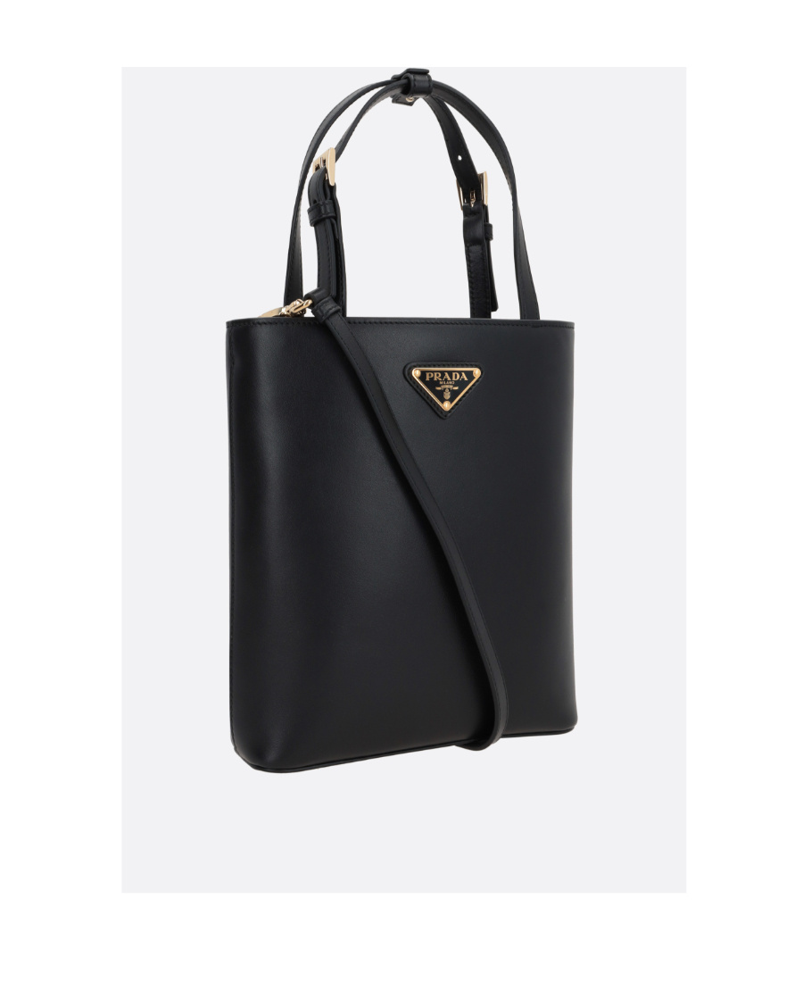 Prada Triangle Logo-appliqué Tote Bag In Black