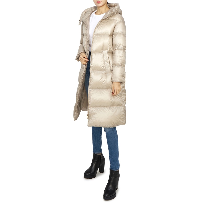 Herno Long-sleeved Hooded Down Jacket In Nude