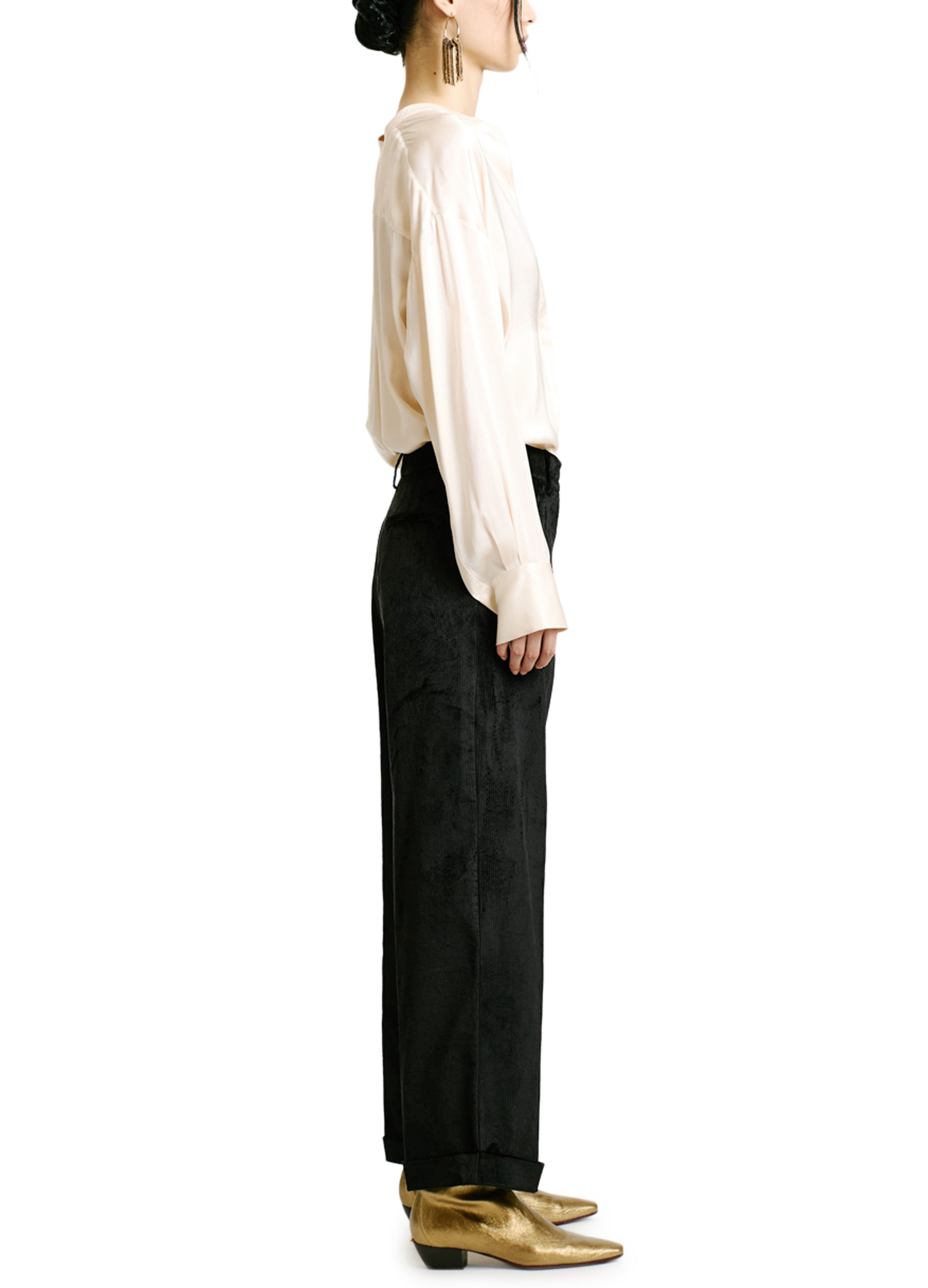 Momoní Dango Pants In Stretch Corduroy In Black