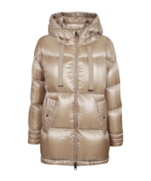 Herno A-shape Zip-up Hooded Puffer Jacket In Nude
