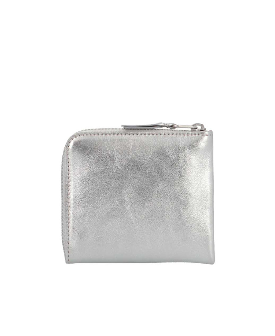 Comme Des Garçons Logo Wallet In Metallic