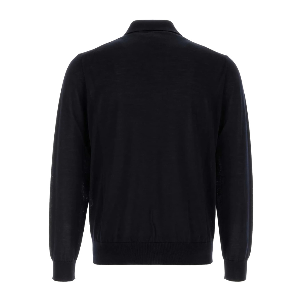 Prada Navy Blue Long Sleeves Logo Polo In Blue