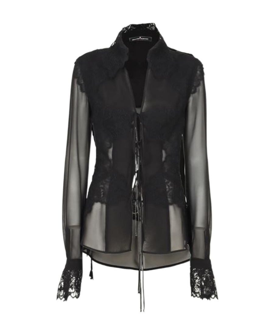 Ermanno Scervino Lace Long-sleeved Shirt In Black