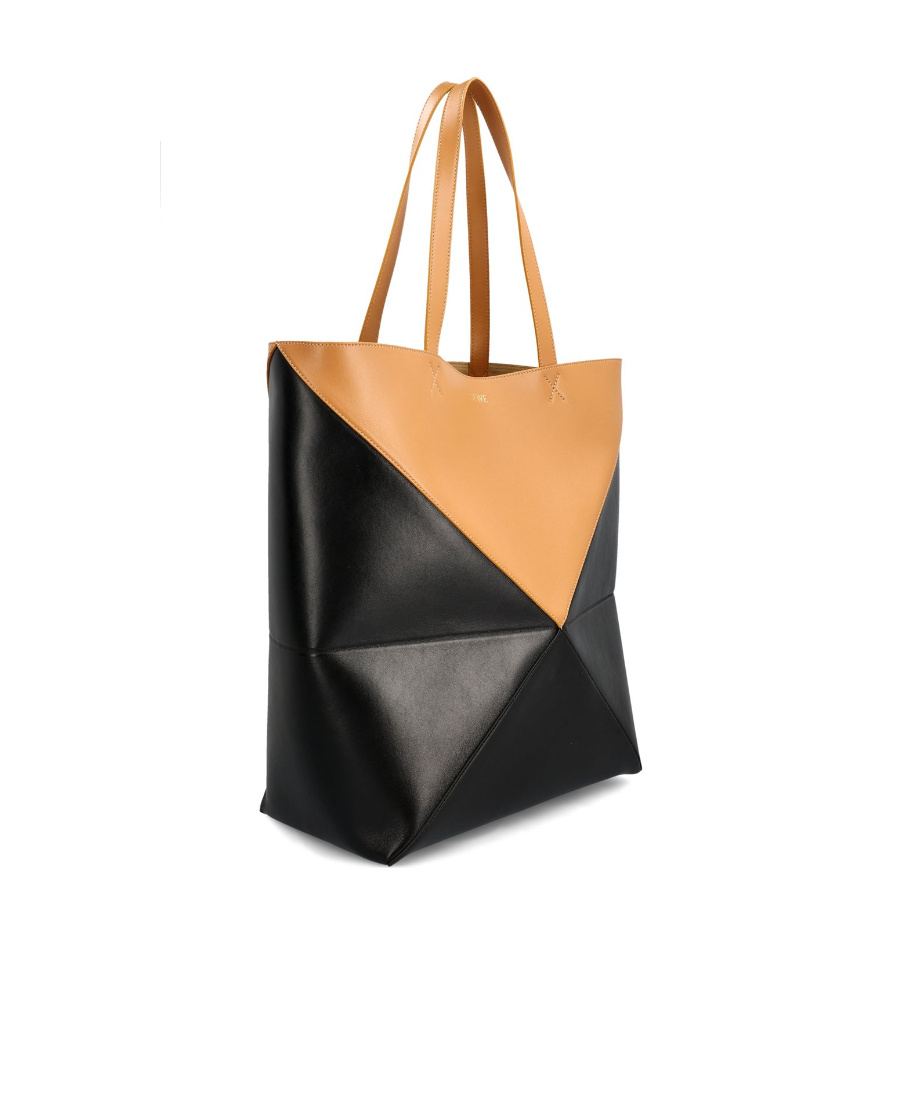 Loewe Xl Puzzle Fold Leather Tote Bag In Black