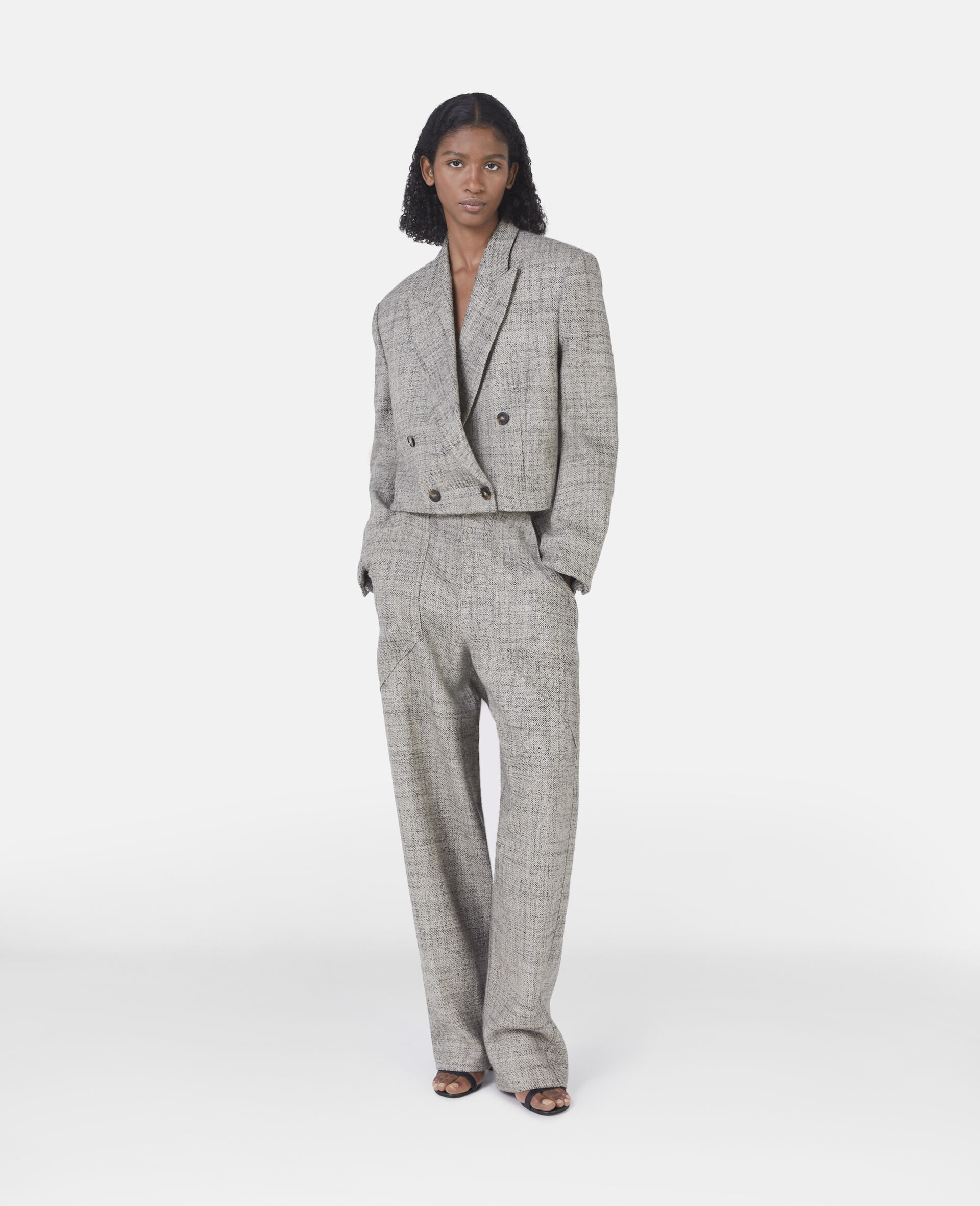 Stella Mccartney Cropped Double-breasted Blazer In Green