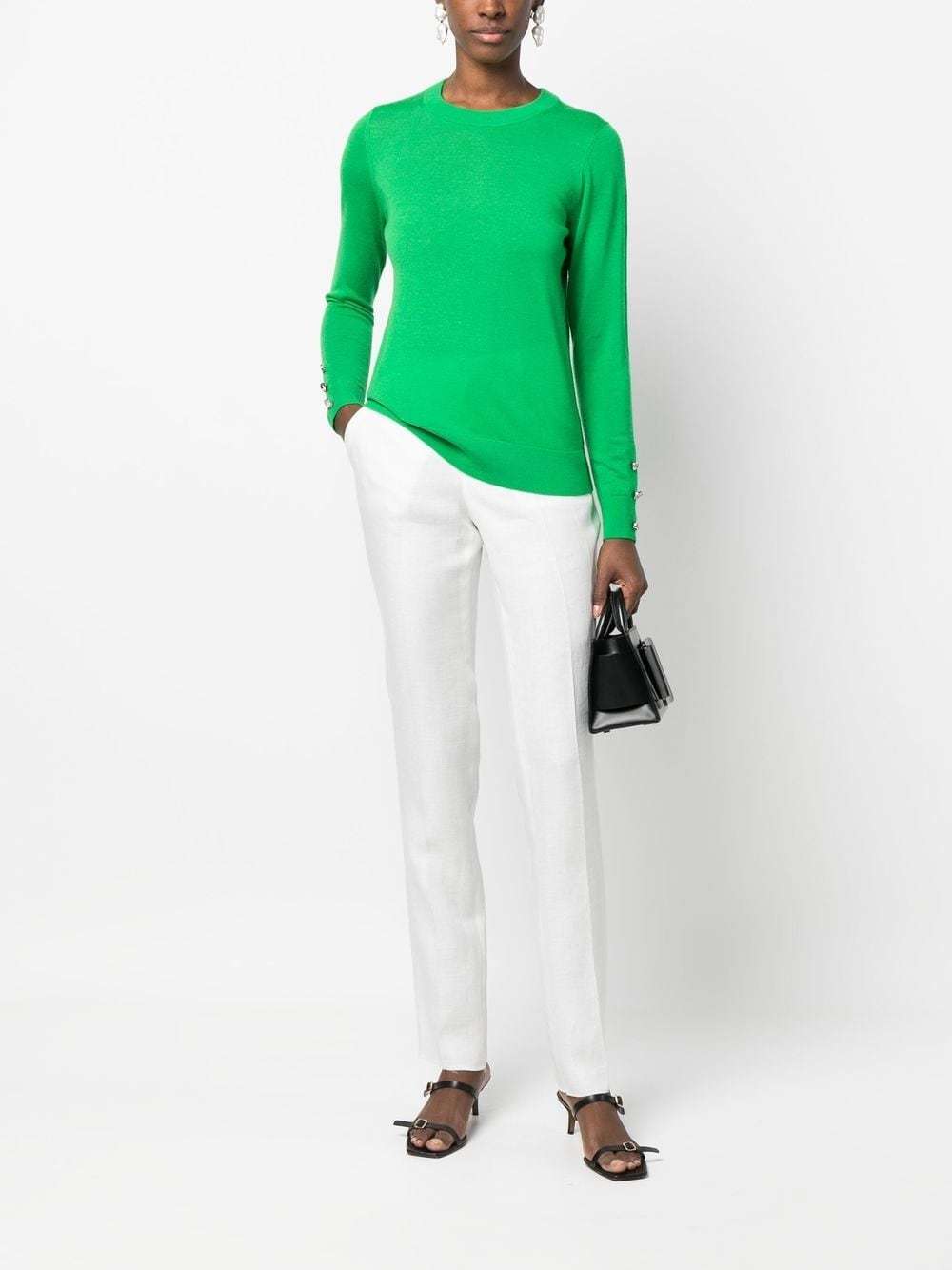 Michael Michael Kors Button-fastening Cuff Knit Jumper In Green