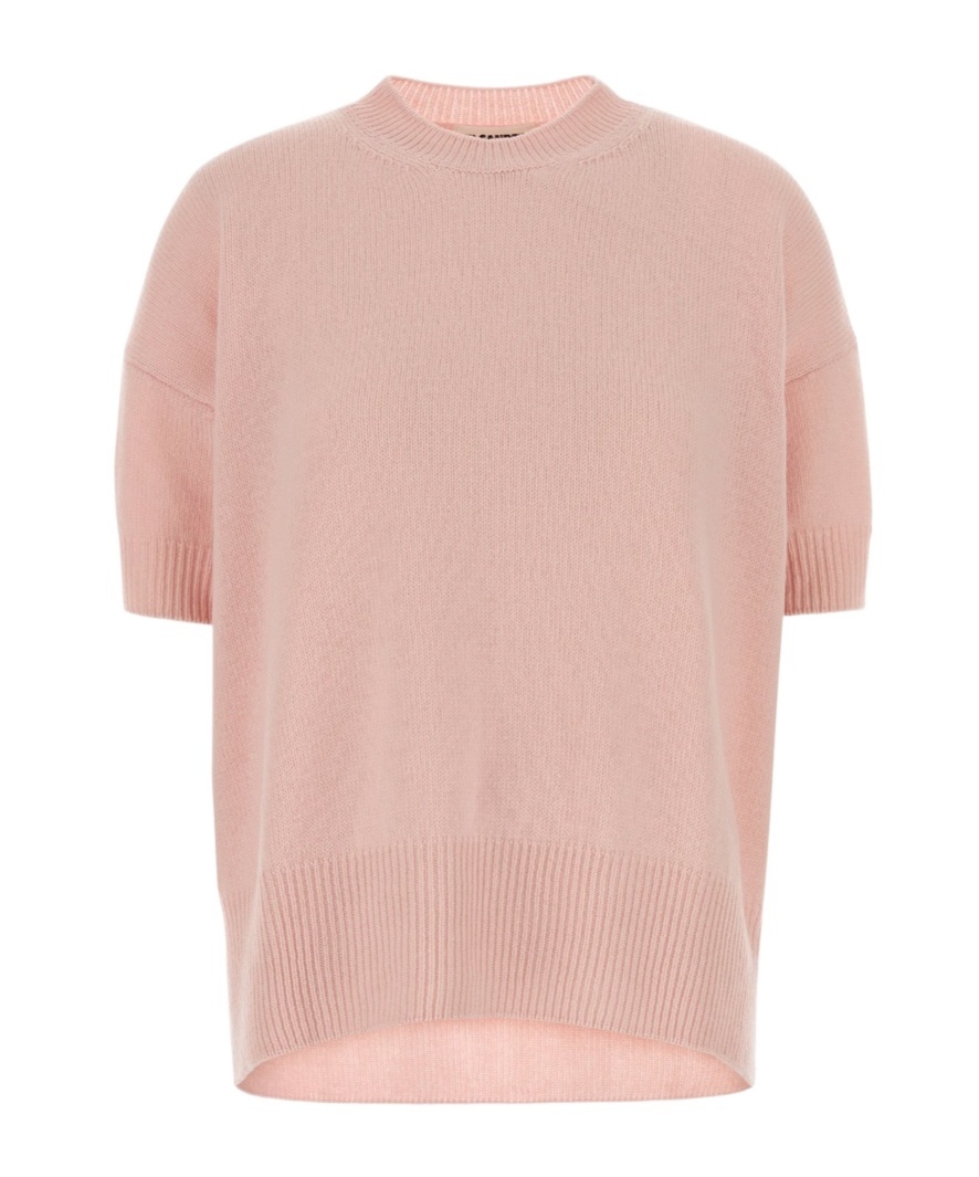 Jil Sander Cashmere Sweater With Short Sleeves And Crew Neck In Brown