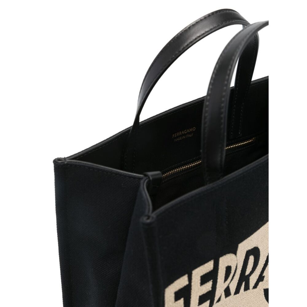 Ferragamo Logo Printed Small Tote Bag Women In Black