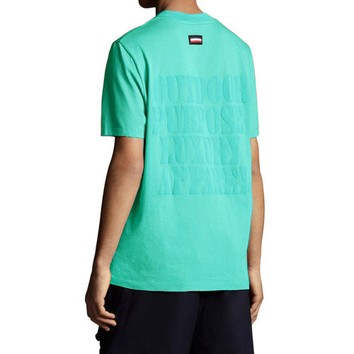 Moncler T-shirt With Round Neck And Short Sleeves In Green