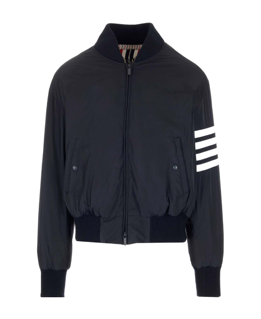 Shop Thom Browne Stripe-detail Padded Jacket In Blue