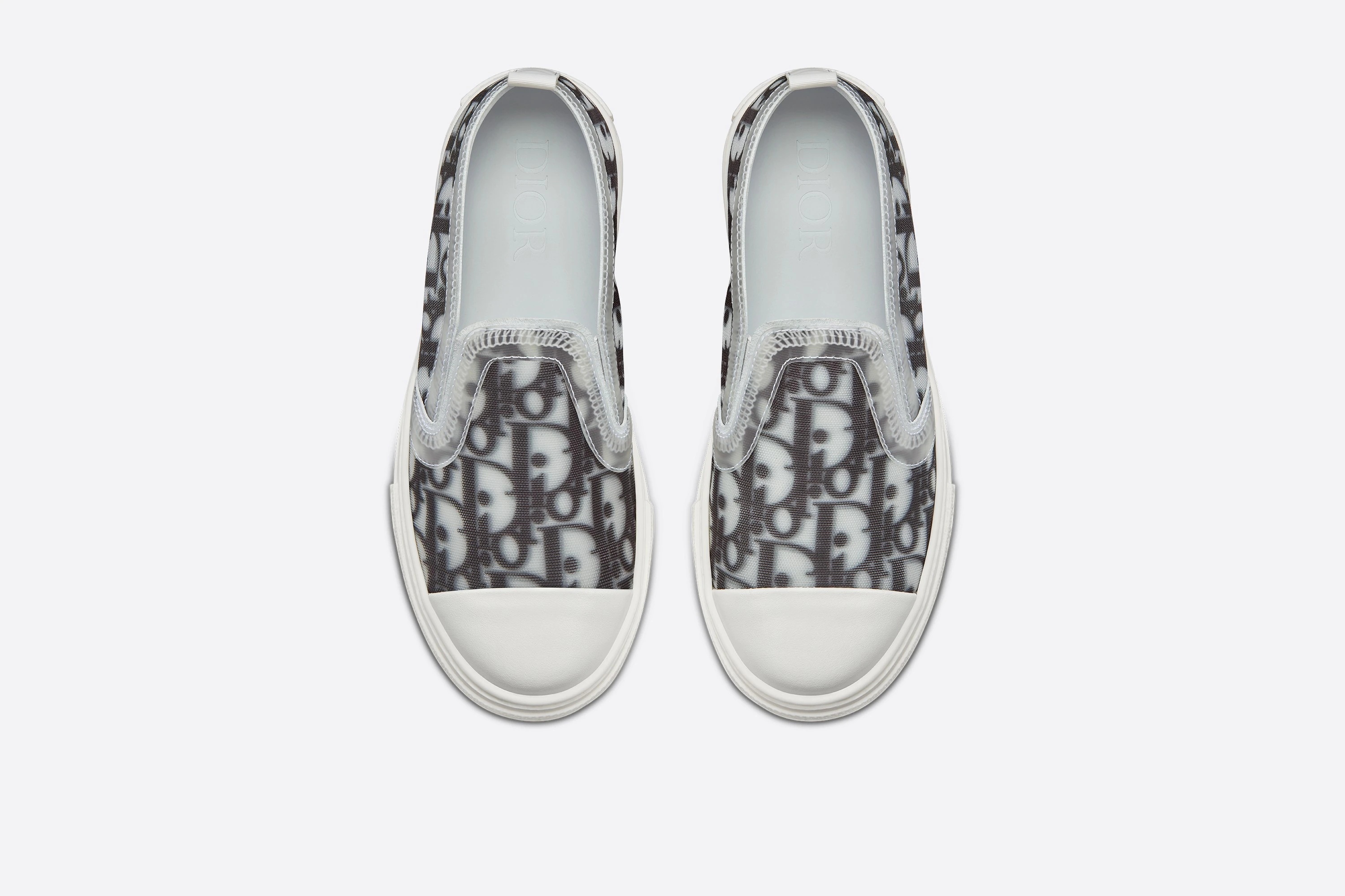 Dior Logo Gray Canvas Shoes In White