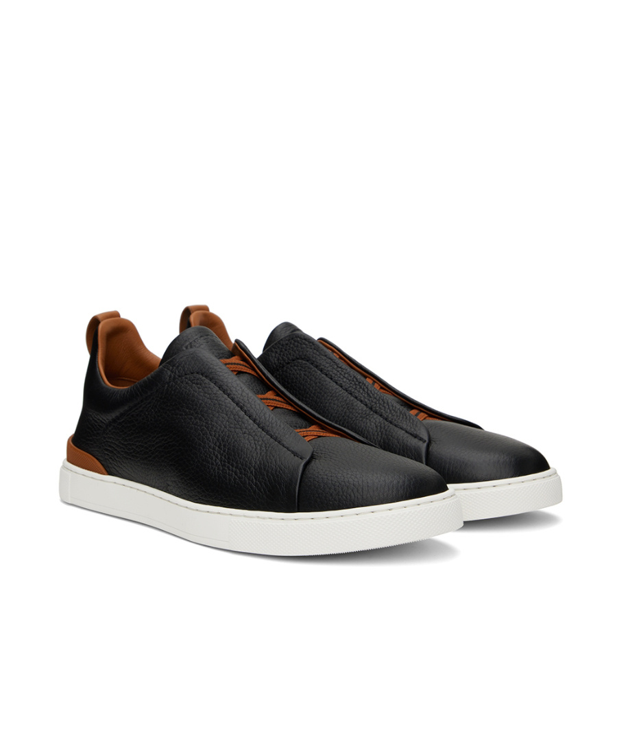 Zegna Sole Contrast Sneakers Pull Tab In Black