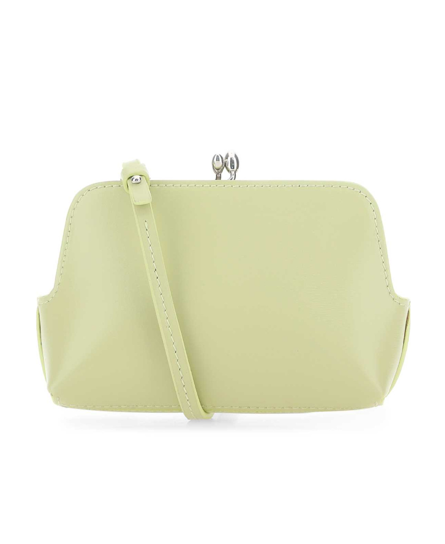 Jil Sander Pastel Green Leather Micro Goji Crossbody Bag In Green
