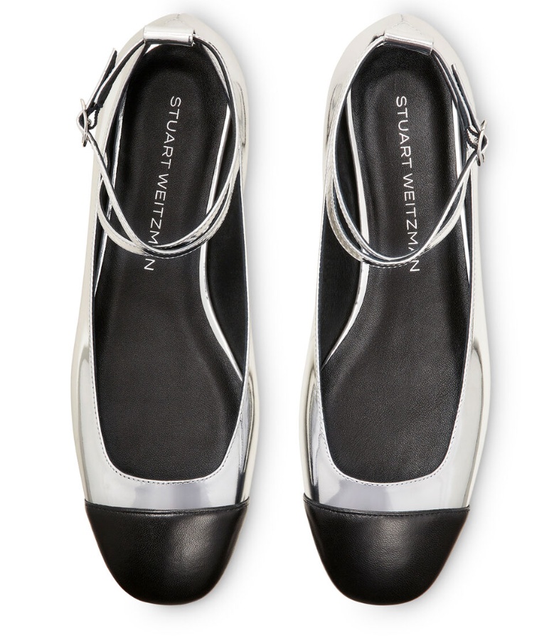 Stuart Weitzman Leather Ballerina Shoes In White