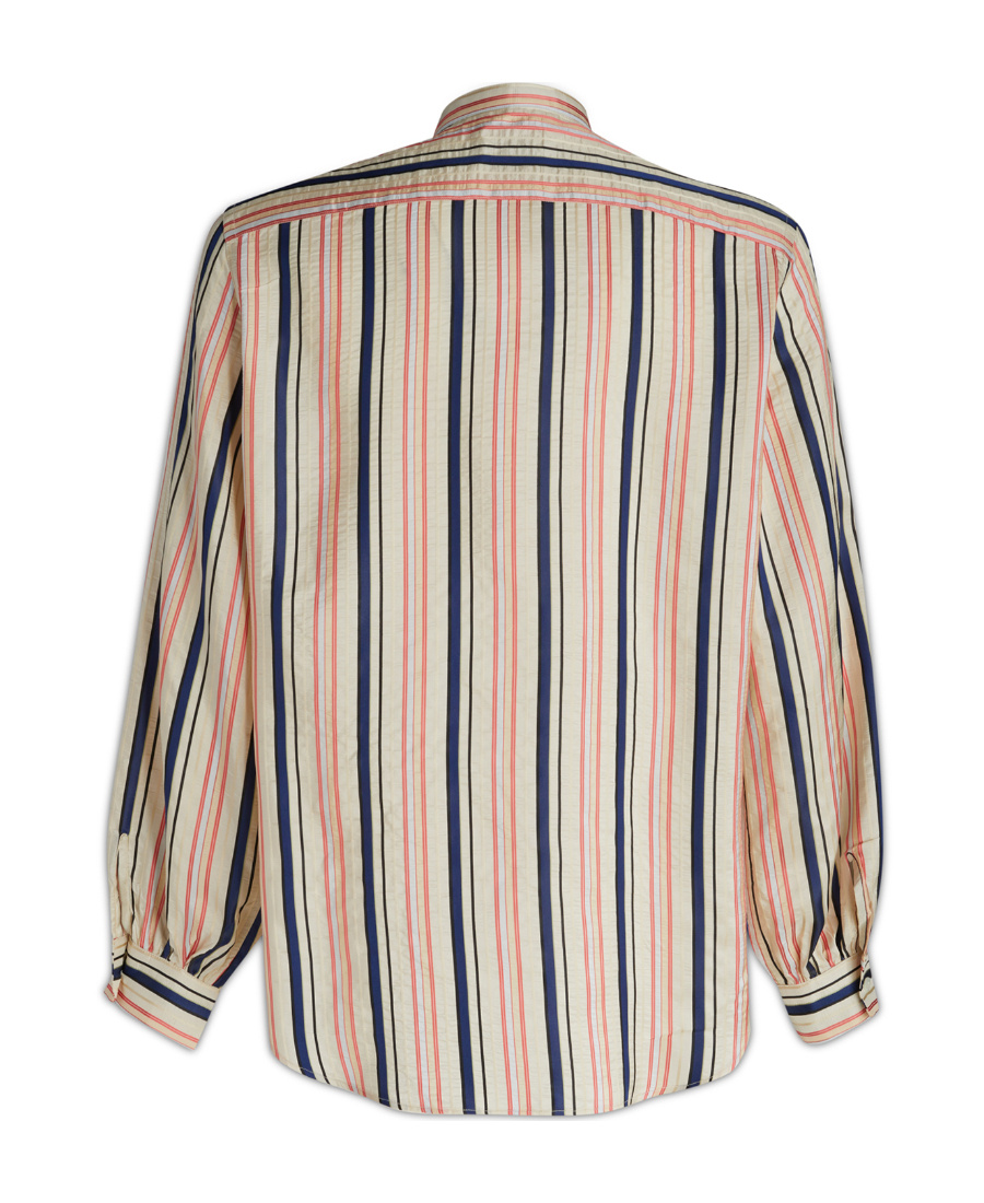 Bally Silk Shirt With Mandarin Collar And Pockets In Nude