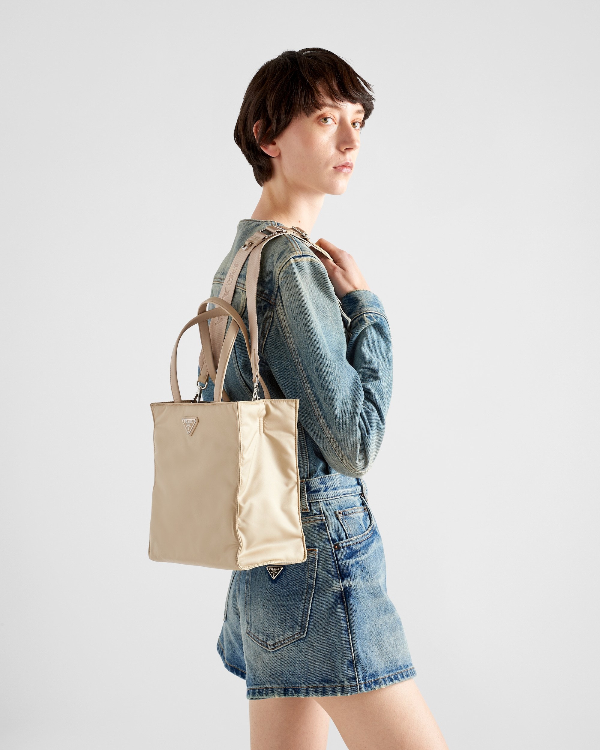 Prada Re-nylon Padded Tote Bag In Desert Yellow