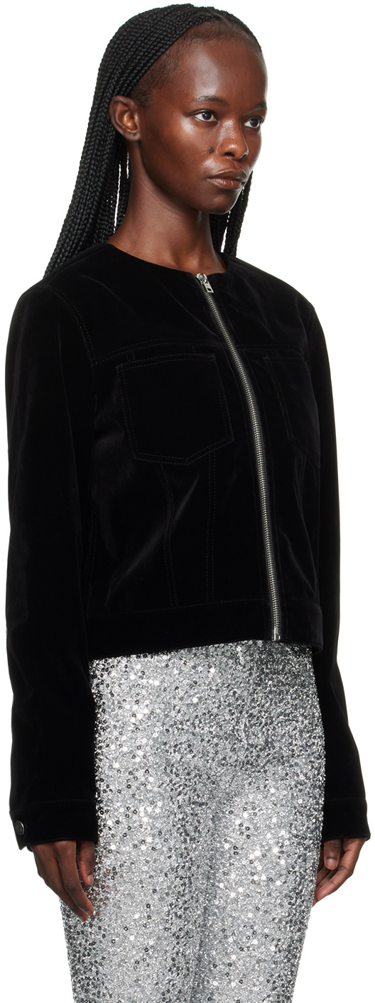 We11 Done Black Collarless Jacket In Black