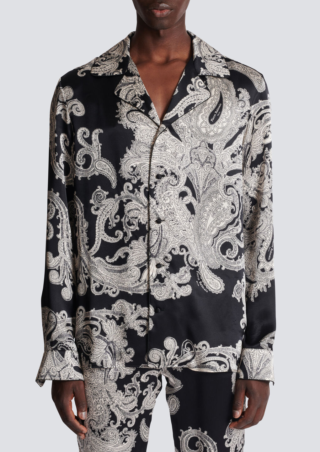 Balmain Paisley-print Silk Shirt In Black