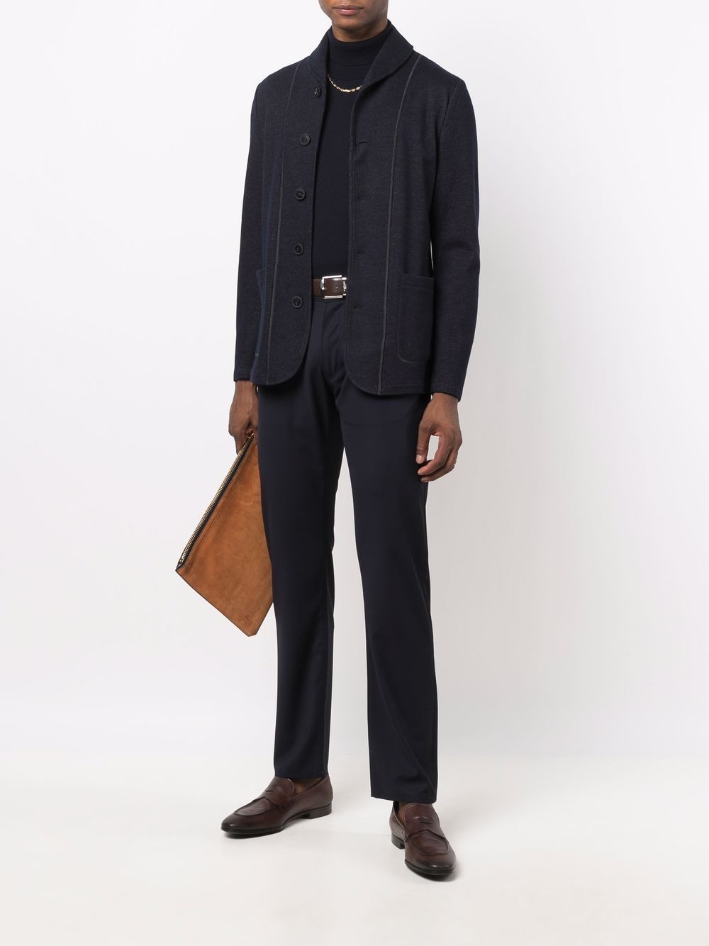 Giorgio Armani Contrast-trim Single-breasted Blazer In Black