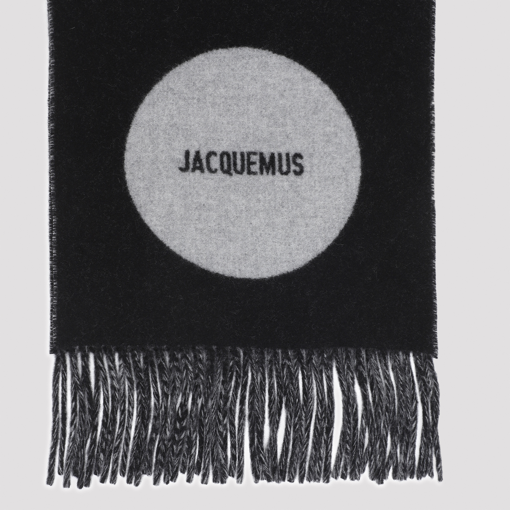 Jacquemus Frayed Fringe Rectangular Scarf In Black