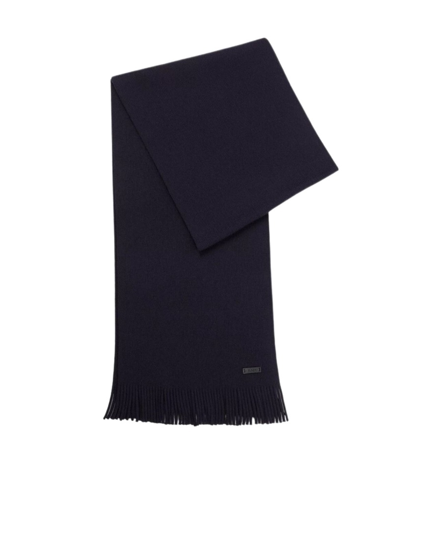 Hugo Boss Raschel-knit Scarf In Virgin Wool In Burgundy