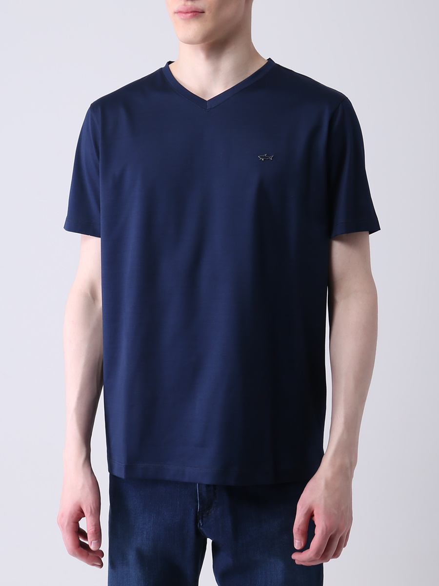 Paul & Shark V-collar Logo T-shirt In Blue