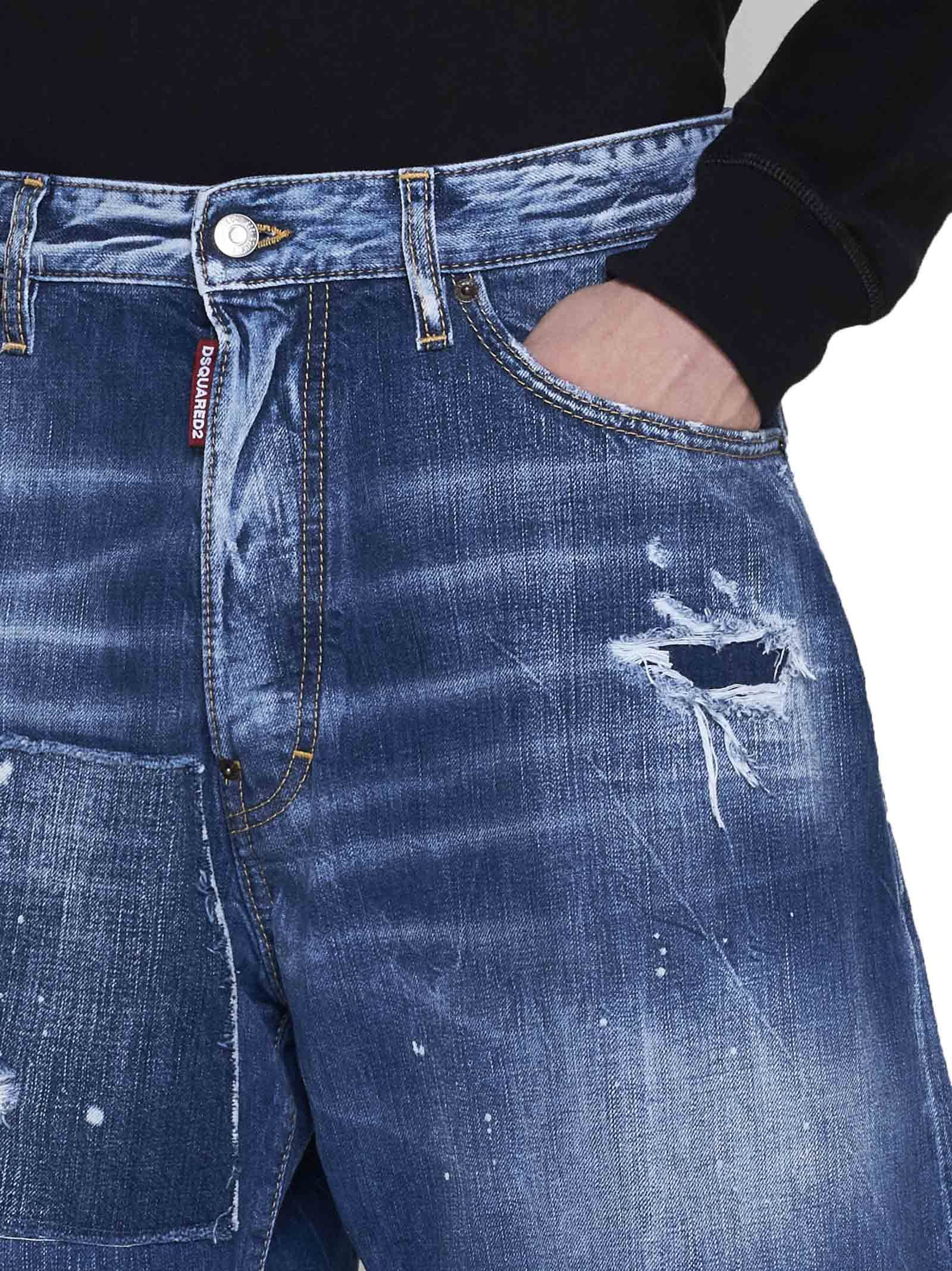 Dsquared2 Ripped Denim Shorts In Blue