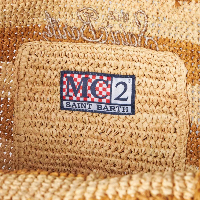 Mc2 Saint Barth Letter Knitted Handbag In Brown